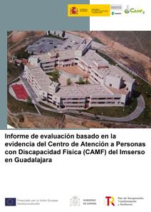 Portada del Informe de evaluación basado en la evidencia del CAMF del Imserso en Guadalajara