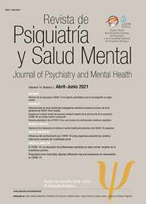 Portada Nuevo artículo publicado en la Revista de Psiquiatría y Salud Mental