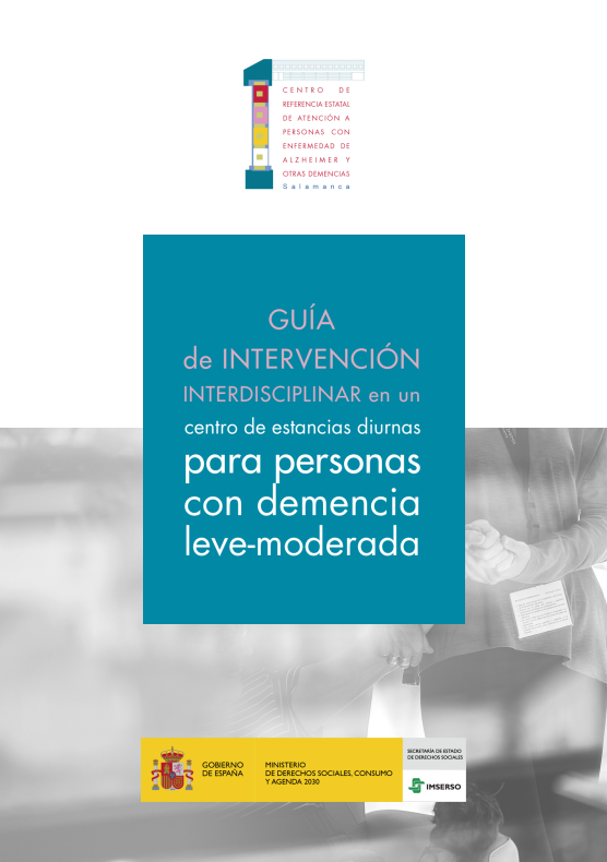 Portada Guía de Intervención Interdisciplinar en un centro de estancias diurnas para personas con demencia leve-moderada.